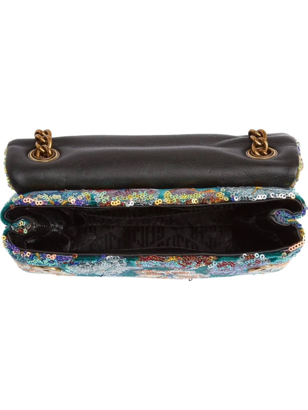 Kurt Geiger Floral Sequin Crossbody Bag in Gold, Green, Teal, White - Picture 3 of 5